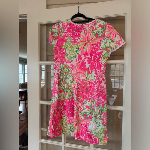 Lily Pulitzer Maisie Pink Floral Stretch Shift Dress Sz 8 - Picture 6 of 7